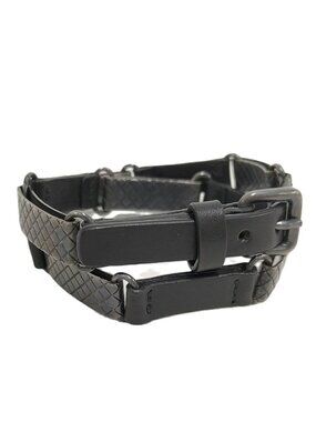 Bottega Veneta Bracelet Leather Black Silver